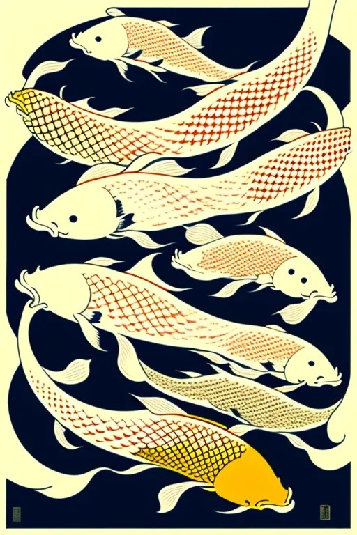  a group of koi that are on top of each other, a poster by Nōami, ukiyo-e, anime aesthetic, minimalist.