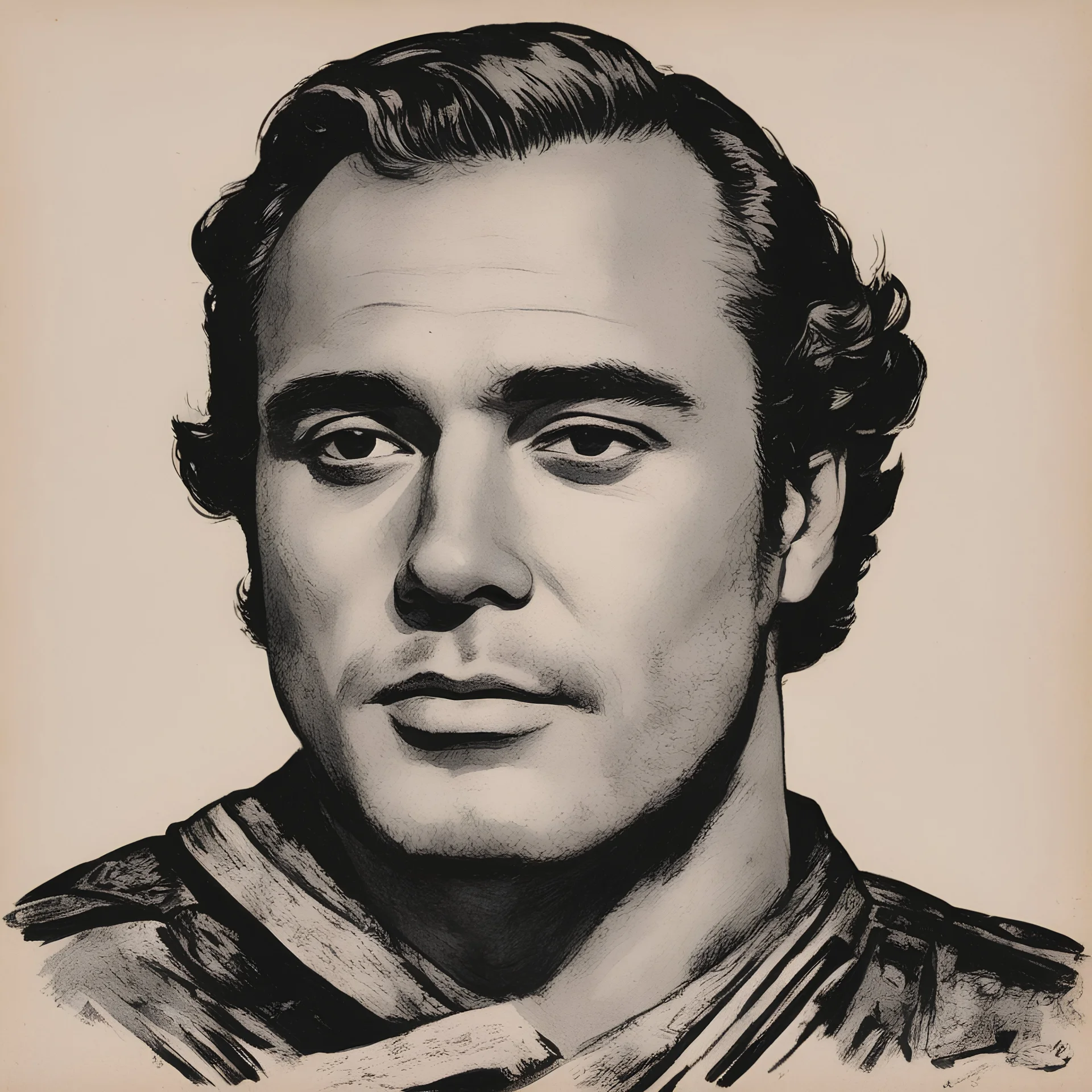 A woodblock portrait of Marlon Brando