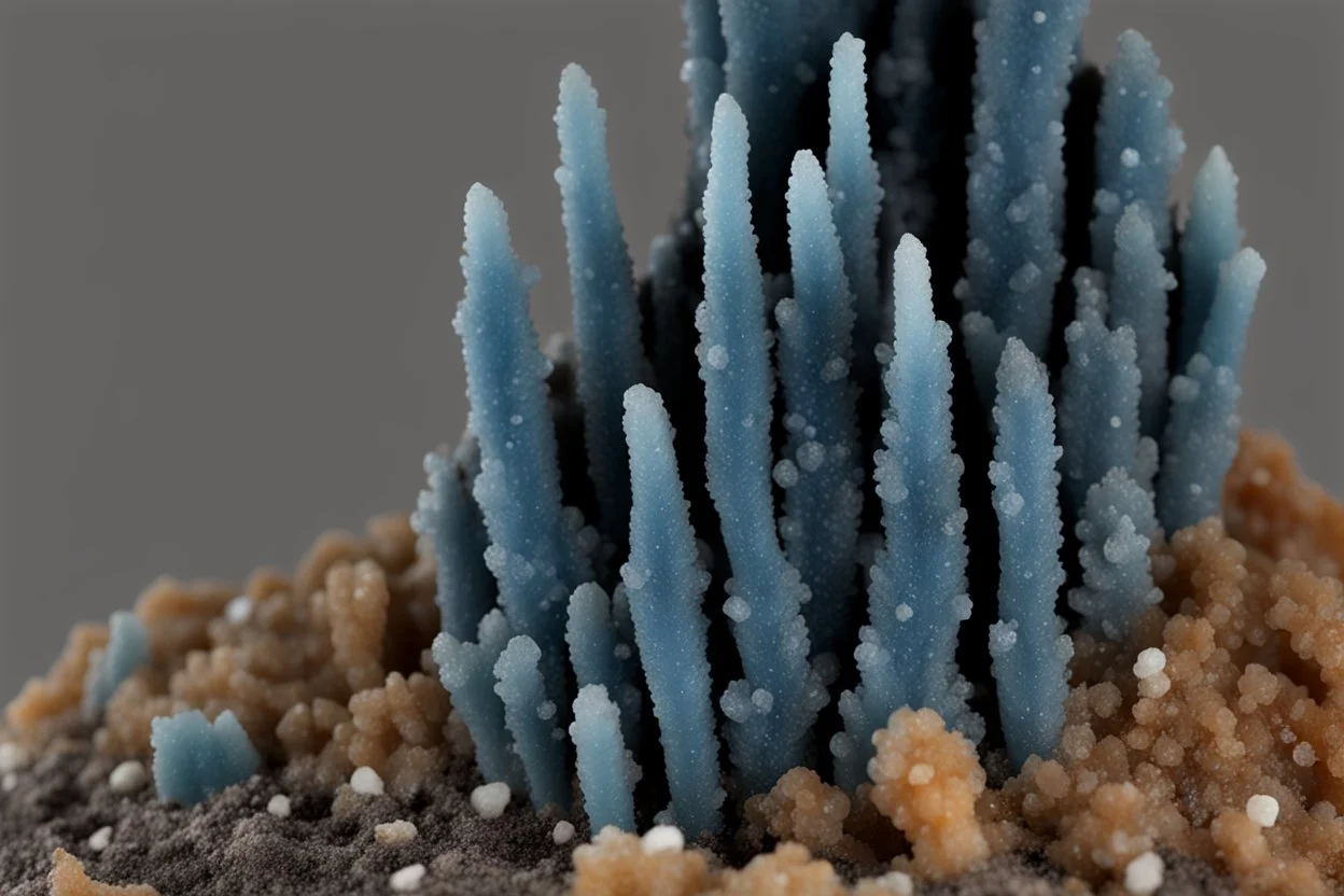 a gothic_arab gate, unique combo of willemite pseudo stalactite with blue hemimorphote with cerussite crystals