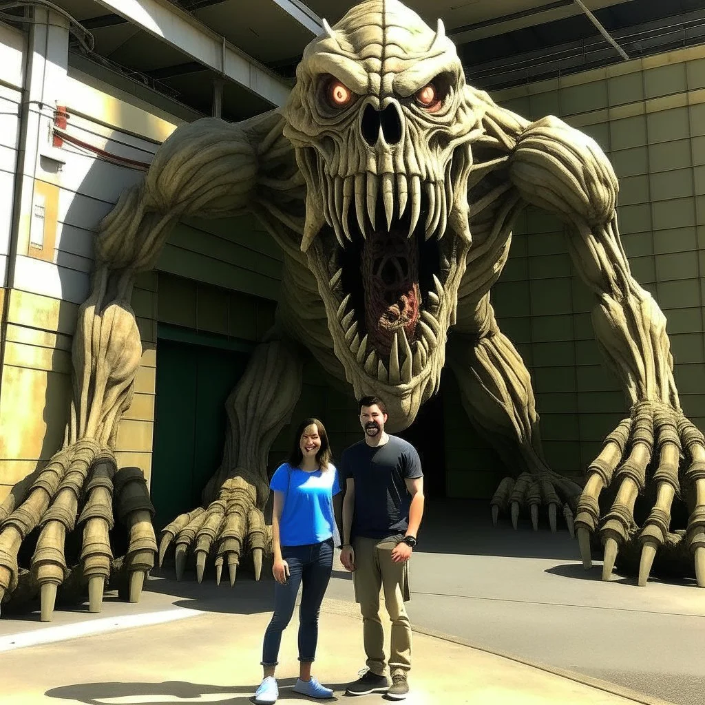 شخص واقف امام وحش مخيف للسفر عبر الزمن