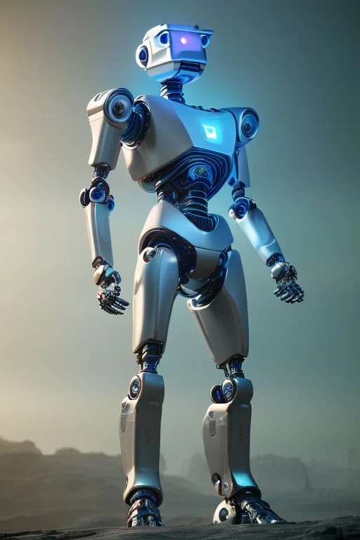 Robot world cybernetic robot, 3d ambient,3d depth, neon light,incredible, realistic, incrate detail, unreal engine