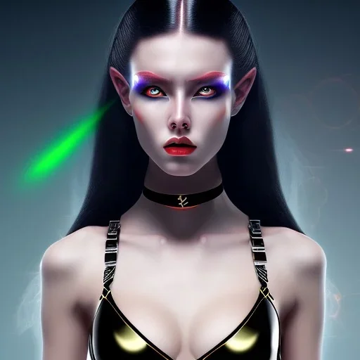 long black hair lady warrior bra with laser blade on Saturn