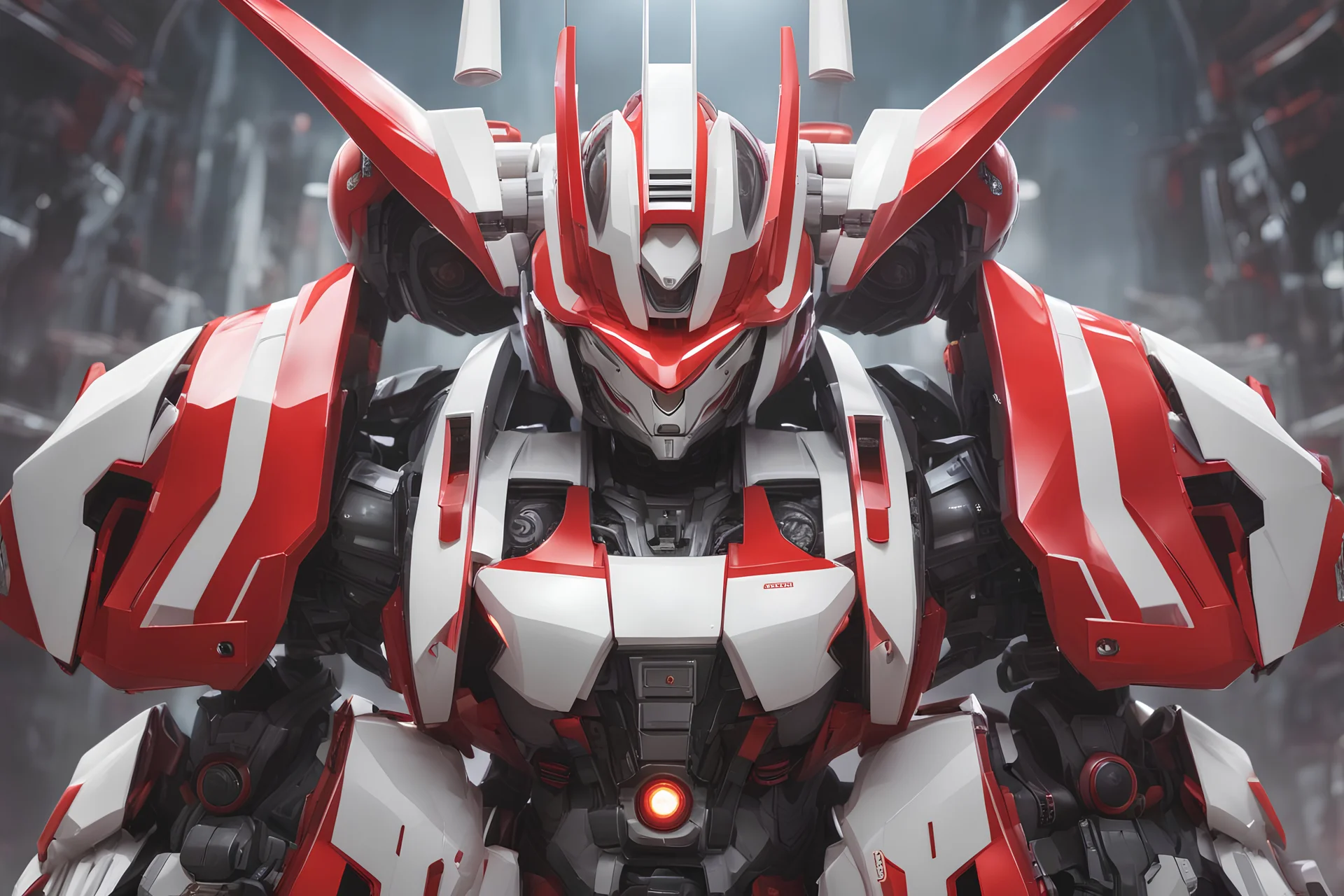 big robot with red and white color schemes, in the style of fairy academia, hard-edge style, agfa vista, dynamic pose, oshare kei, hurufiyya, rtx, close picture, intricate details, highly detailed, high details, detailed portrait, masterpiece,ultra detailed, ultra quality