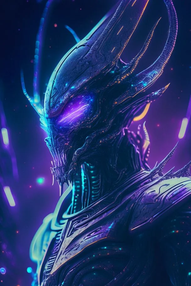 Galaxy king alien ,futuristic, cinematic, cyberpunk, 8k quality