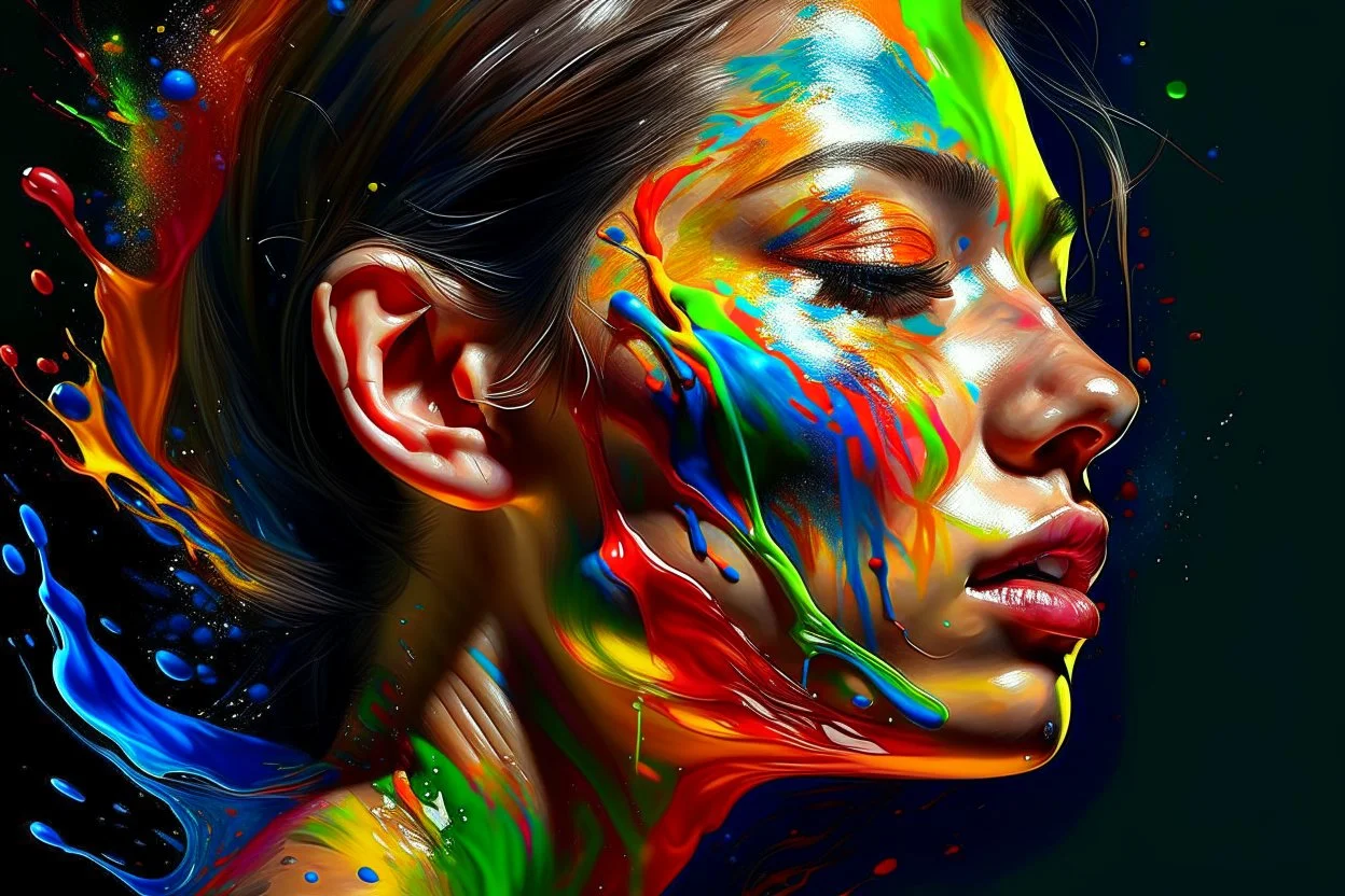 Hyperrealistic, splash art, concept art, mid shot, intricately detailed, color depth, dramatic, 2/3 face angle, side light, colorful background