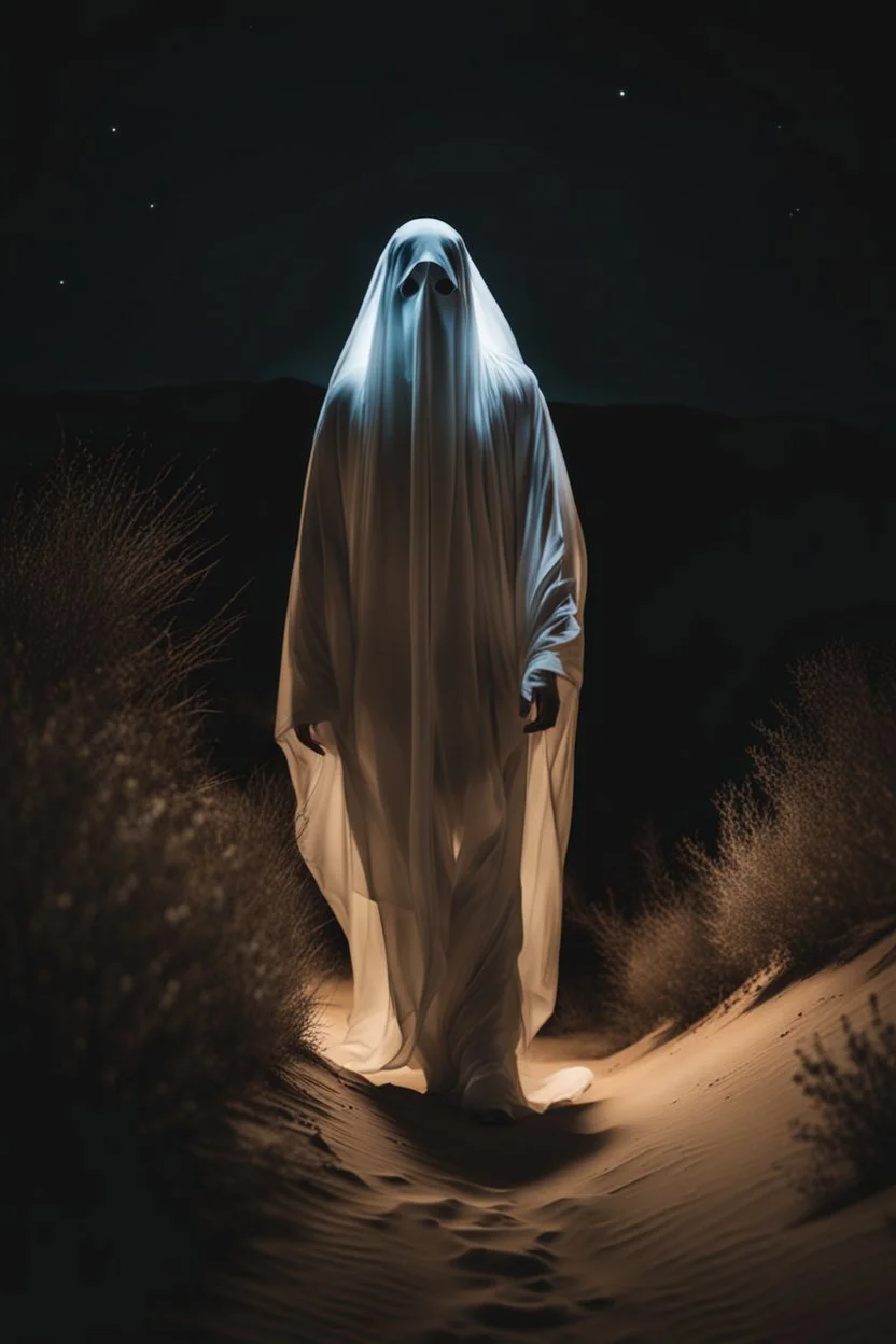 Photography Mistery of Ghost,Walking alonely on desert dark night