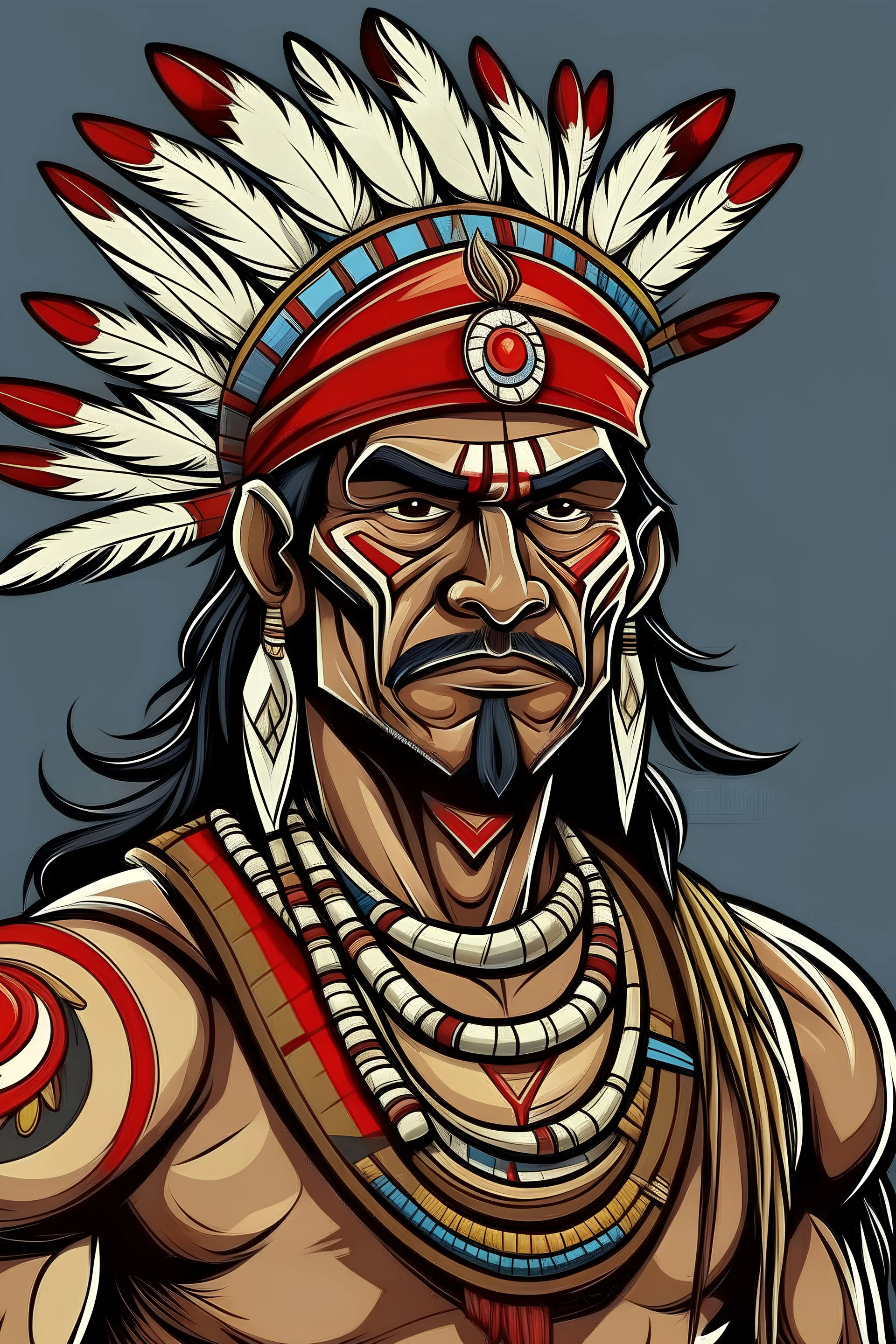 portrait of a tribe man warrior clipart
