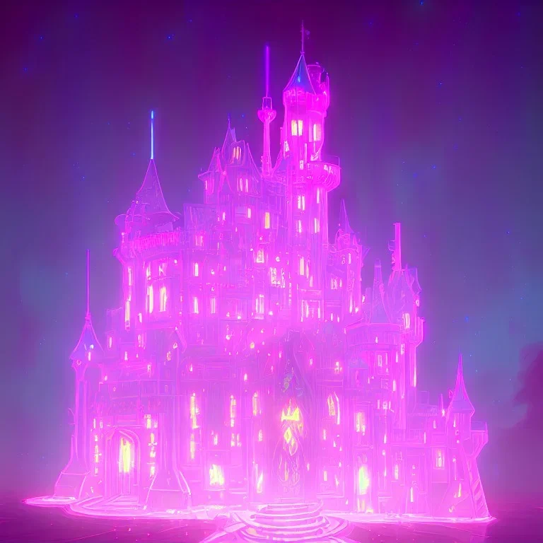 luminous pink, blue, sparkle castle