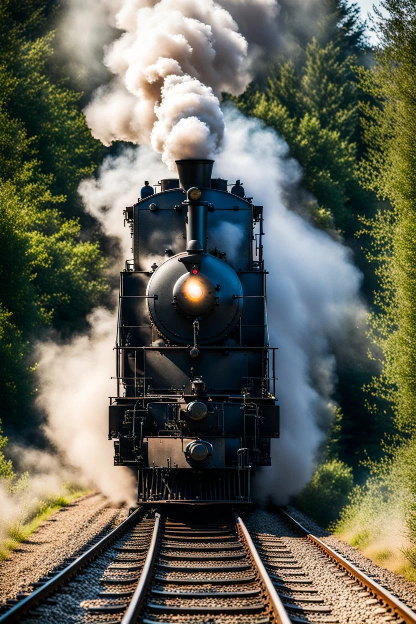 Front view of Train coming full steam towards the camera!