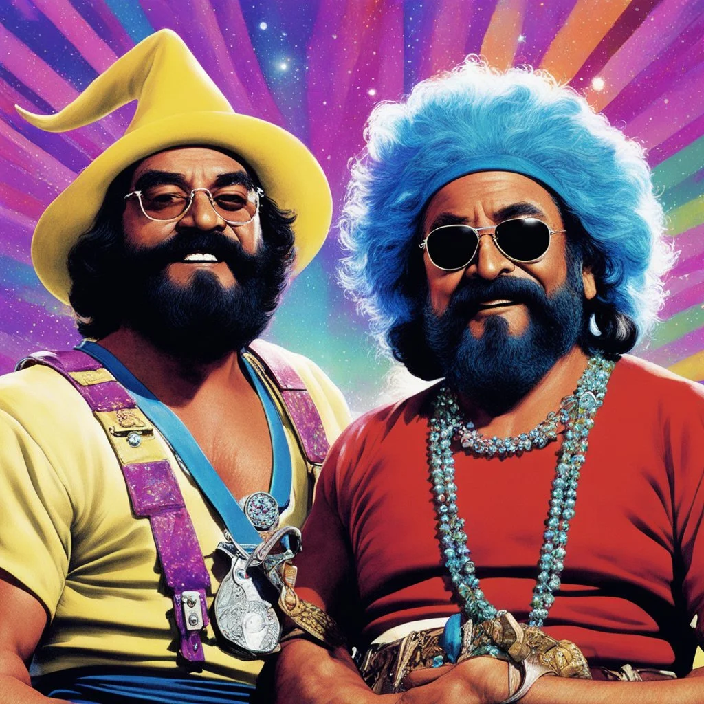 [glitched acid trip by Mil Mascaras] Cheech and Chong is bards in a heroic fantasy adventure