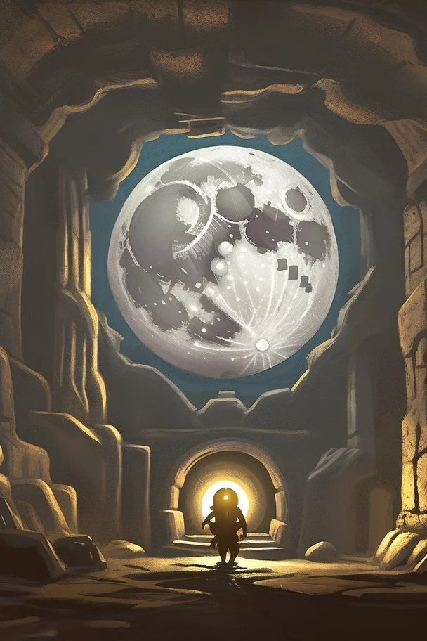 Moon in a dwarven mine underground