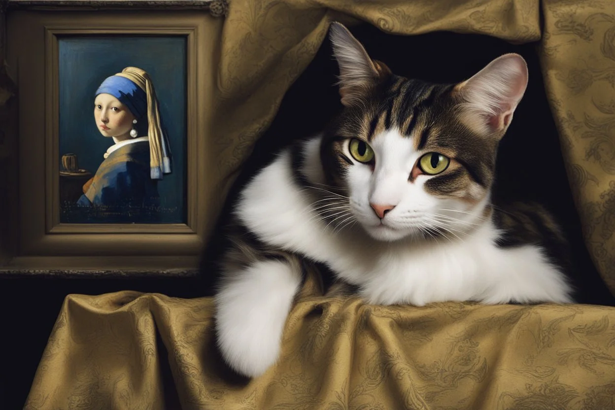 cat with pearl earring, vermeer