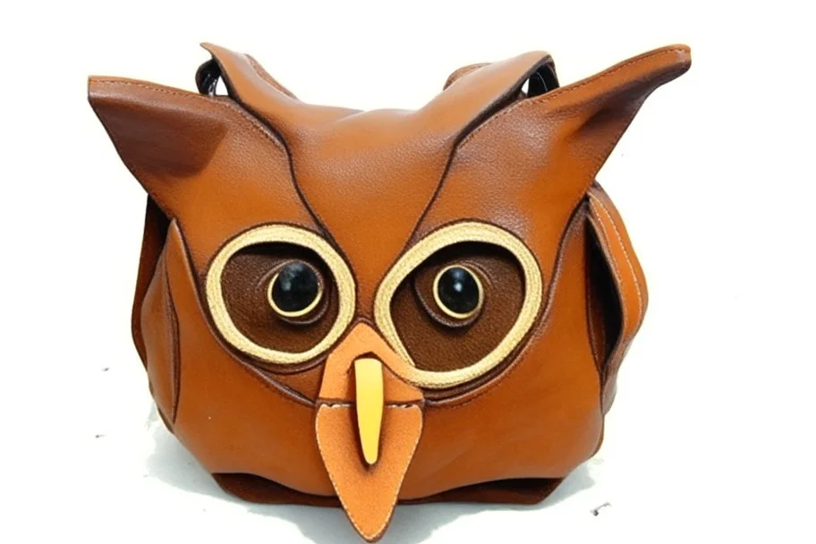 Owl shaped leather bag with handles