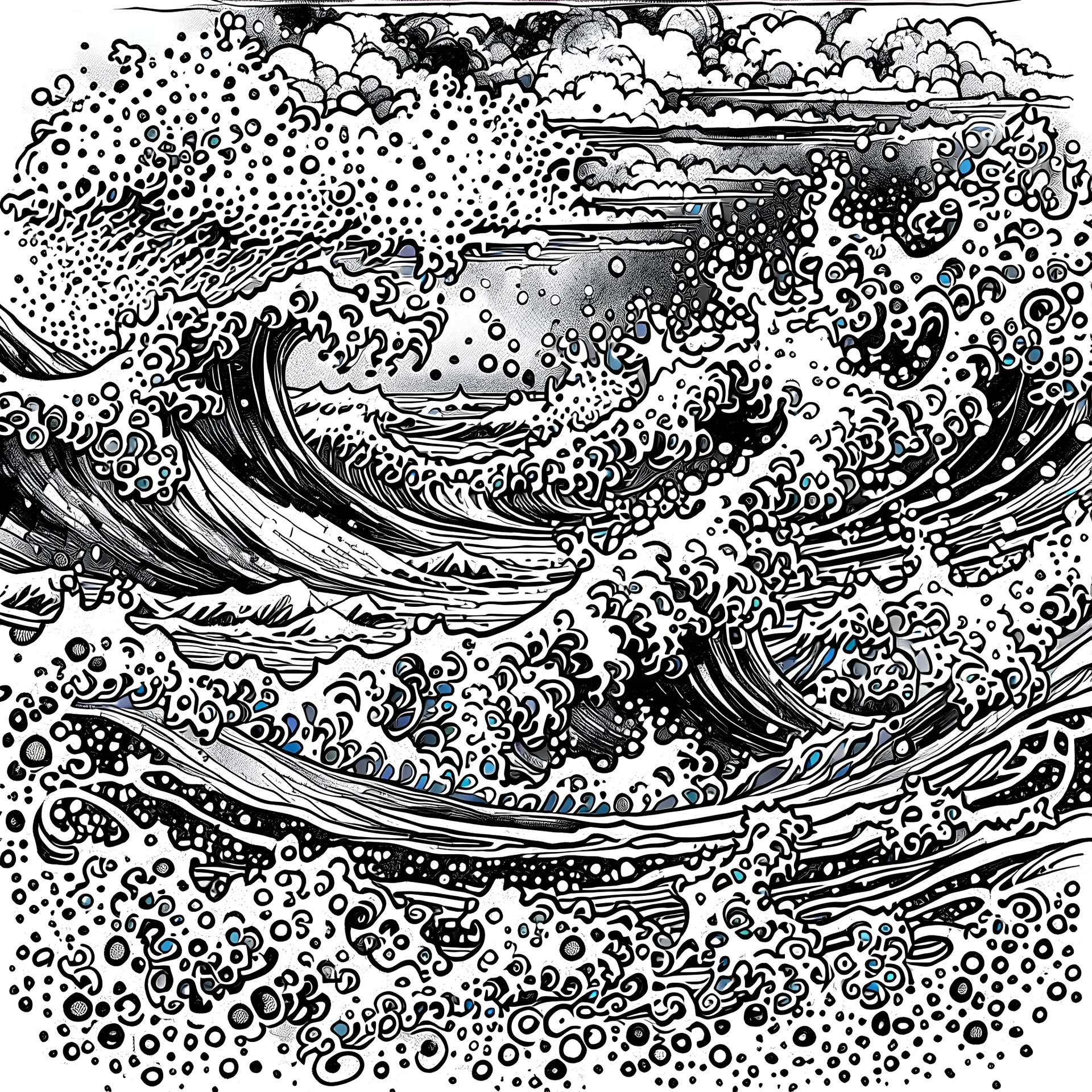 beach ink art black and white