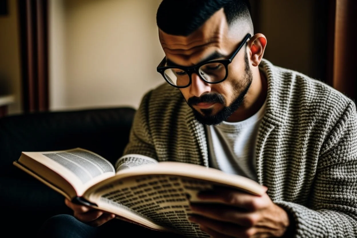 A person reading a remarkable book on self-development