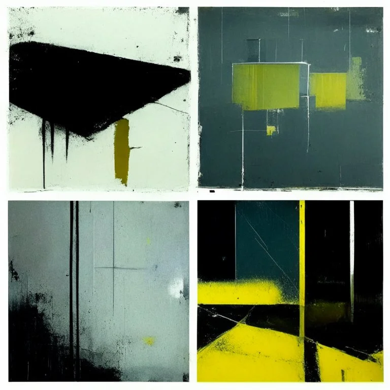 Minimal contemporary abstract oil paintings concrete desolate 1960s carpark. In the style of Justin Mortimer and Francis Bacon. road markings on tarmac.