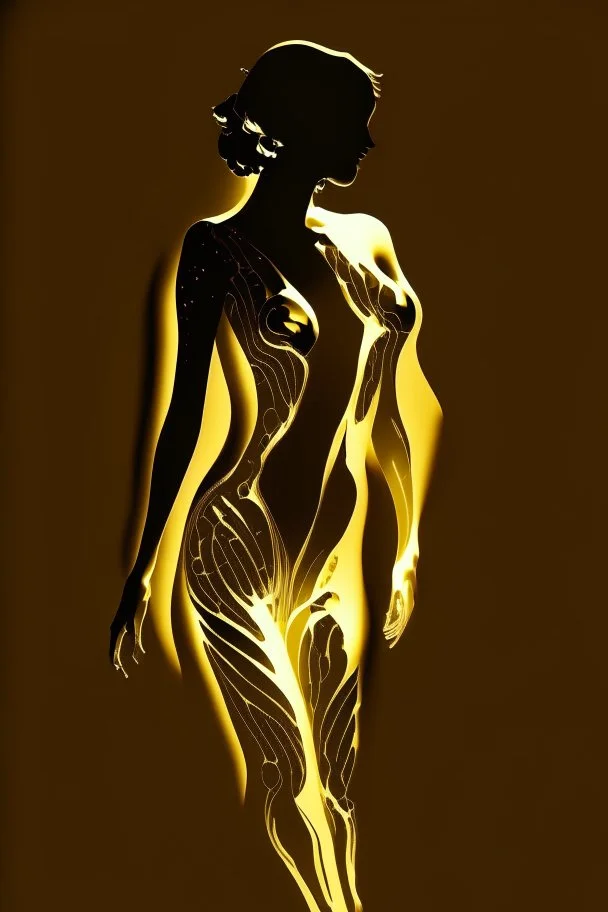 Gold silhouette of female body
