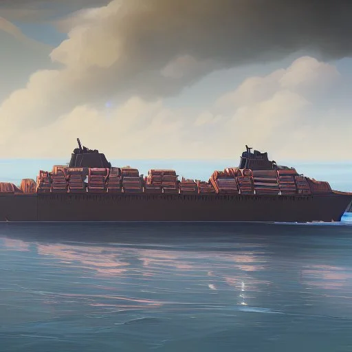 an image of a large ship floating in big ocean