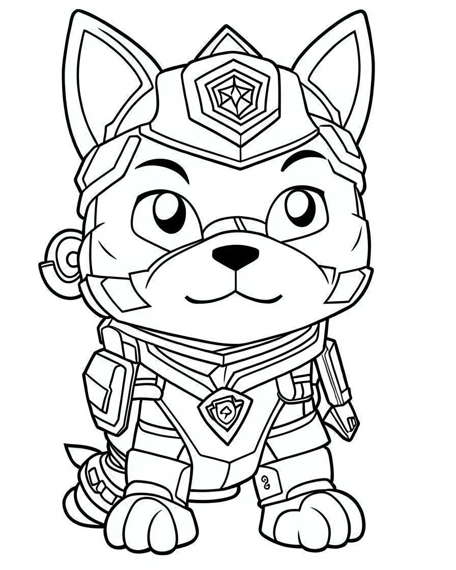 outline art for Zuma From Paw Patrol coloring page, Japanese manga style, cartoon style, cute face, white background sketch style, full body is a must, only use outline, clean line art, no shadow, bold outline