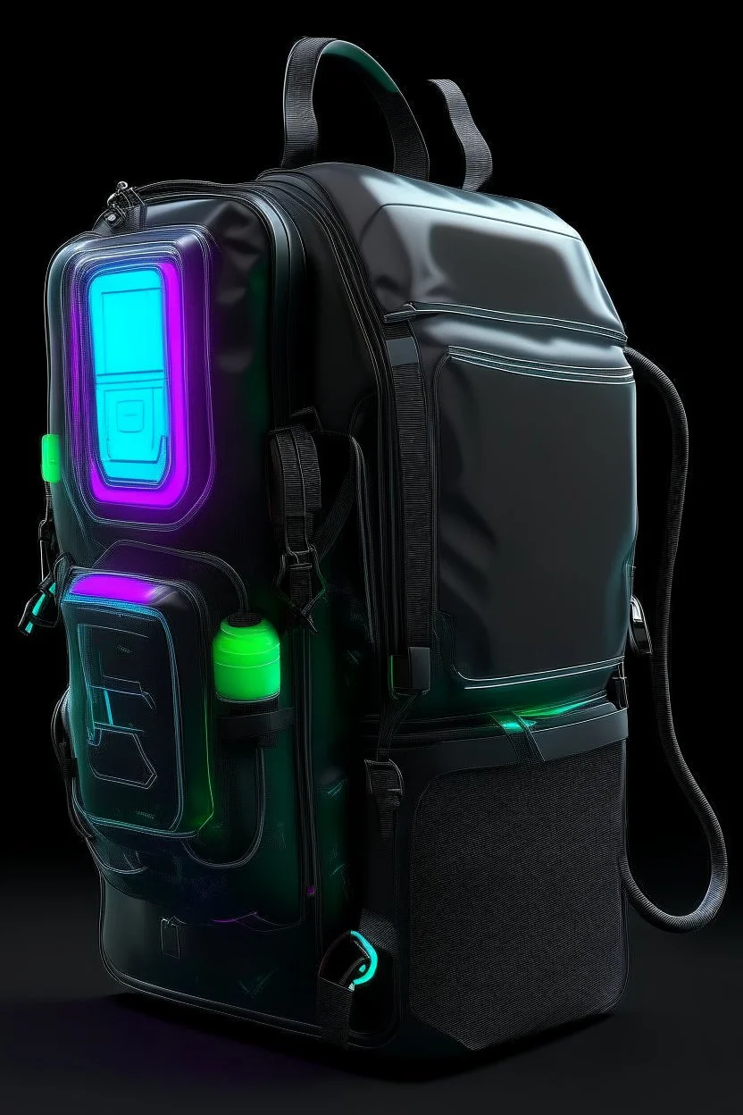 tech, back pack, transparent, sci fi, punk, color, neon