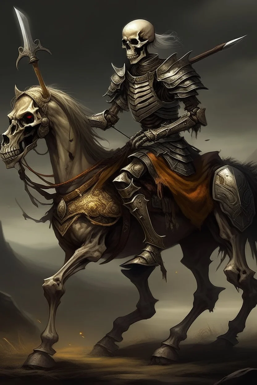 armored skeleton wild hunt warrior on horse