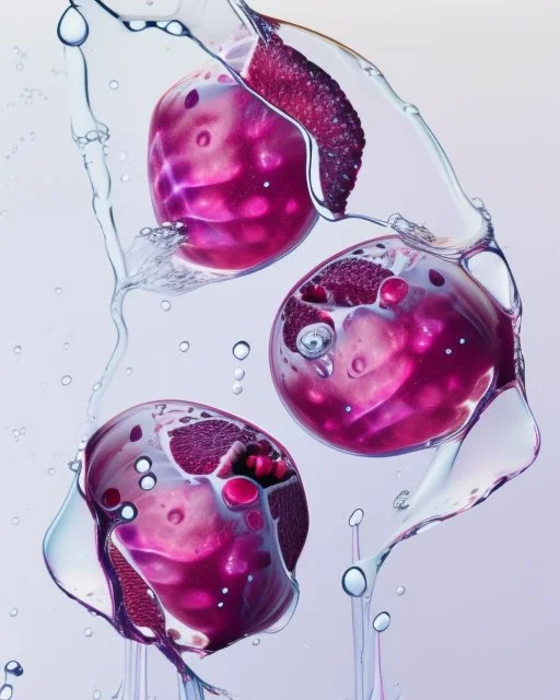 pomegranate fruit refraction under water