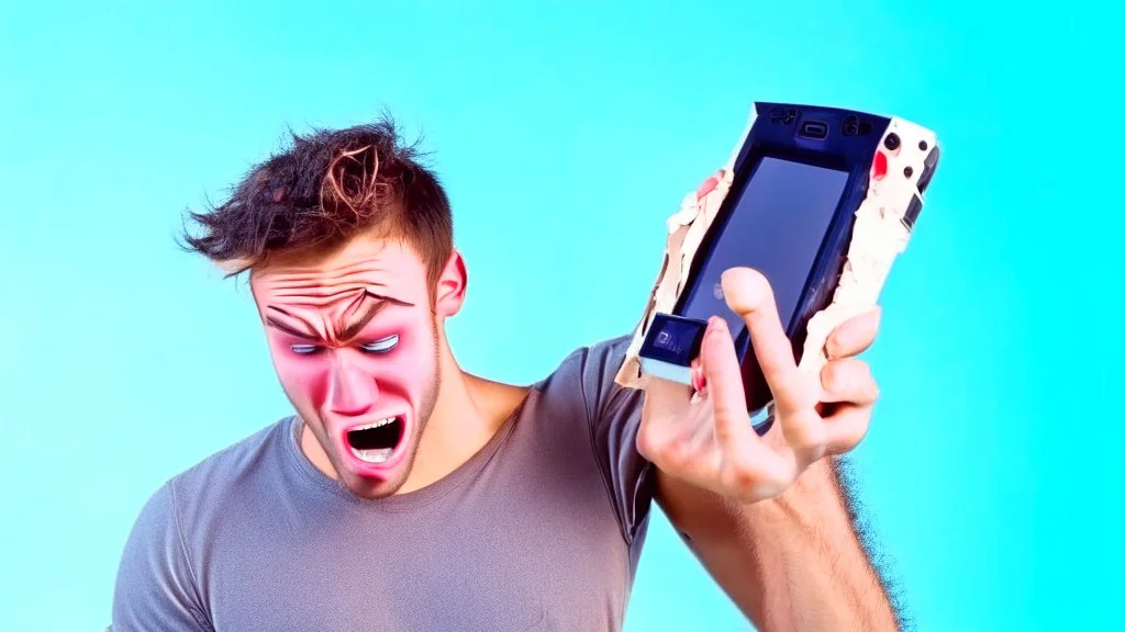 guy holding broken cellphone