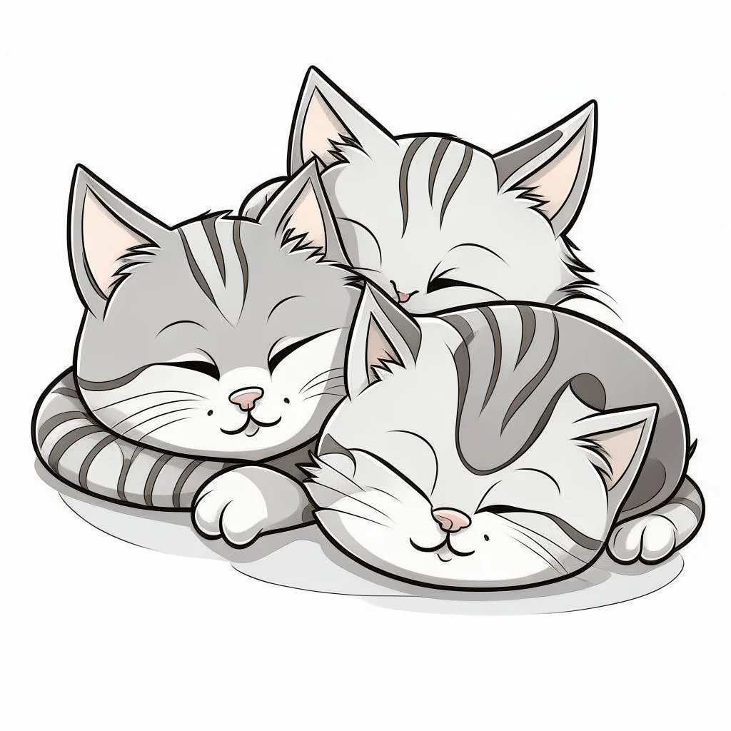 grey kittens sleeping cartoon