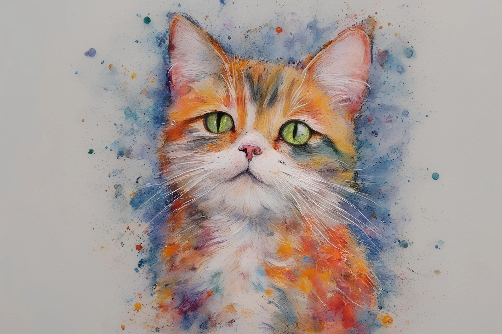 Whimsical crayon paintkng, à cat