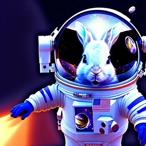 pixar style cute rabbit astronaut in space, blender 3D