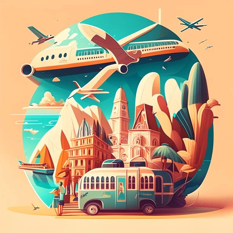 Una agencia de viajes, ilustración