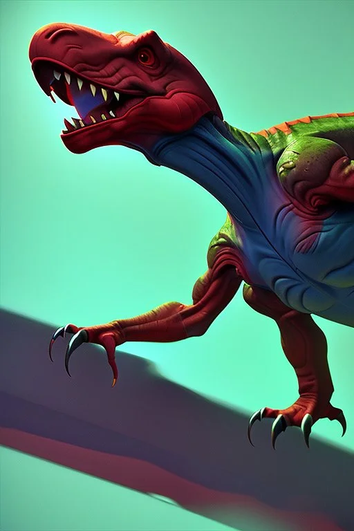 Jersey Devil Dinosaur,concept art, art station, 3d, photo studio, blue clean background, unreal engine 5, ray tracing, RTX, lumen lighting, ultra detail, volumetric lighting.