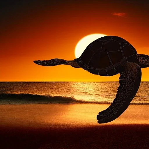 cute wind turtle and sunset