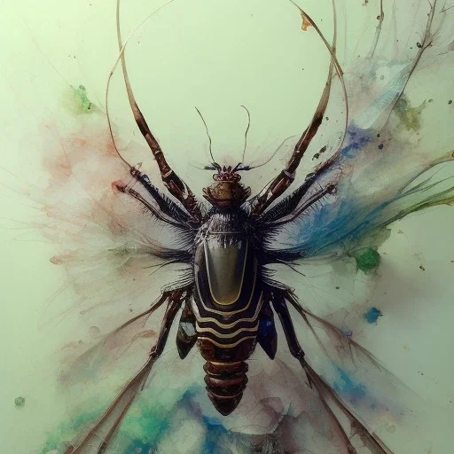 insects, 3D, leaning pose, watercolor illustration by <agnes cecile> <Yoji Shinkawa>,