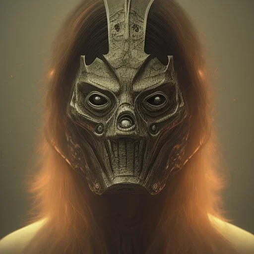 Mystery scary mask,Ambiance dramatique, dramatic lighting, volumetric lighting, hyperrealisme, 8k, high quality, lot of details, fit within portrait