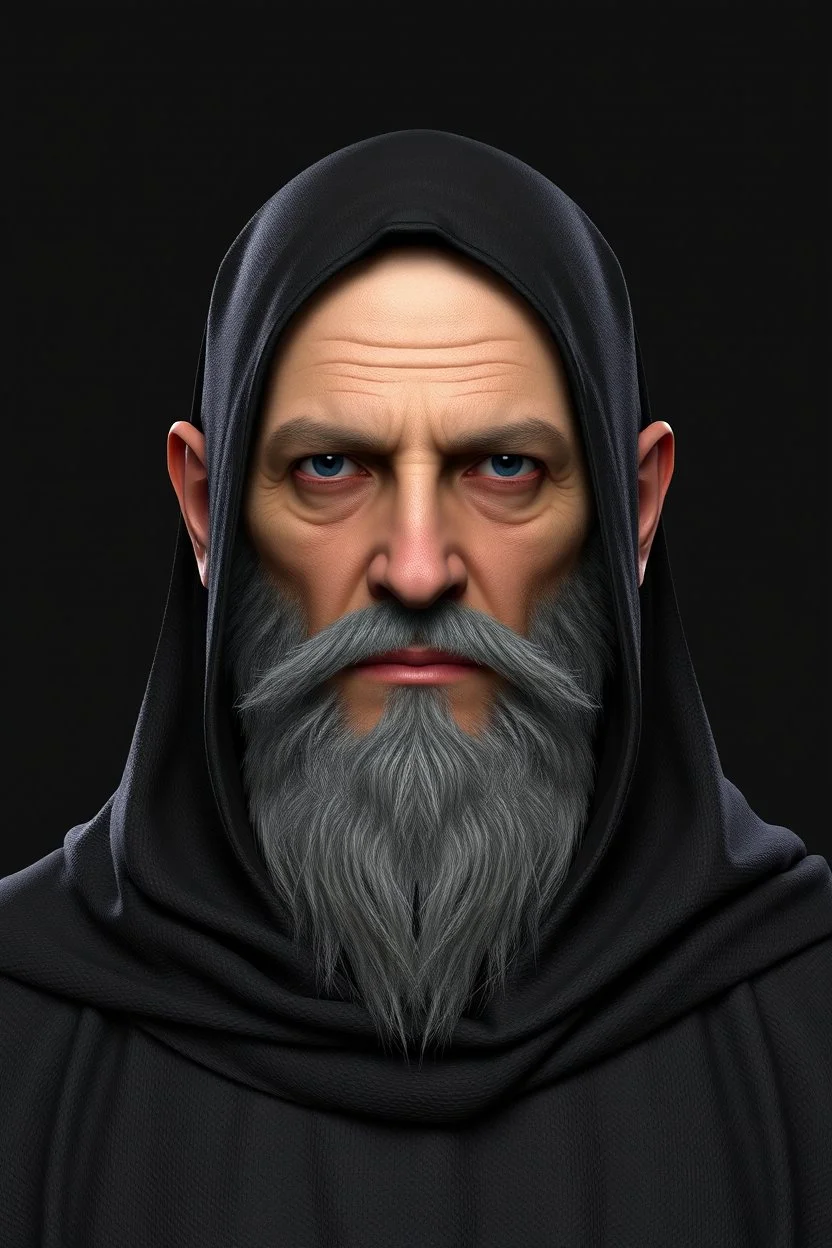 russian monk for a horror , 3d model for a videogame, template, full-length, front face, model, 3d