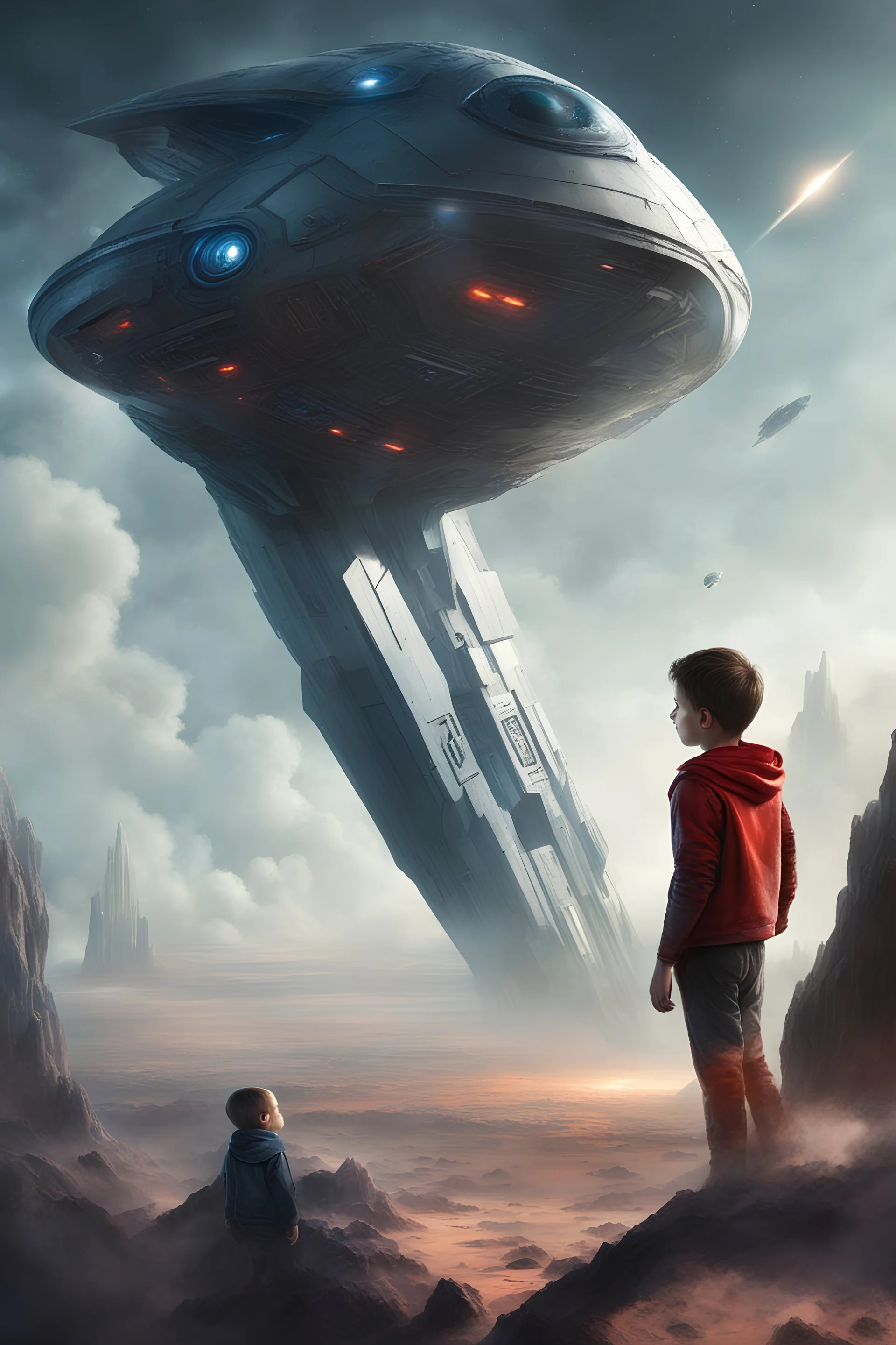 spaceship and boy, kryptonian