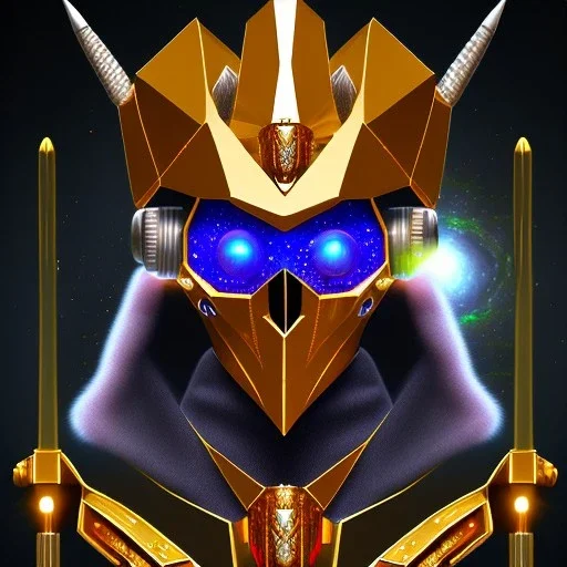 hunter Galaxy treasure moon portrait robotic bloody evil theeth body details 16k warrior gold body dark horn metal silver hybrid Gold Reckt Powerful spike