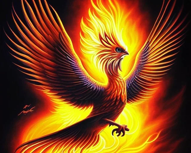 mdjrny-v4 style, The phoenix is a mythical bird that is said to be able to rise from its own ashes. It is a symbol of rebirth and renewal, and is associated with the sun. In many stories, the Phoenix is a powerful creature with beautiful plumage, wings, and a golden circle on its woven, twigs ::6, and colorful, flowers, leaf vines ::2 on olive green paper, In some tales, the Phoenix represents the Divine Beast Divine/Makoto, --v 4