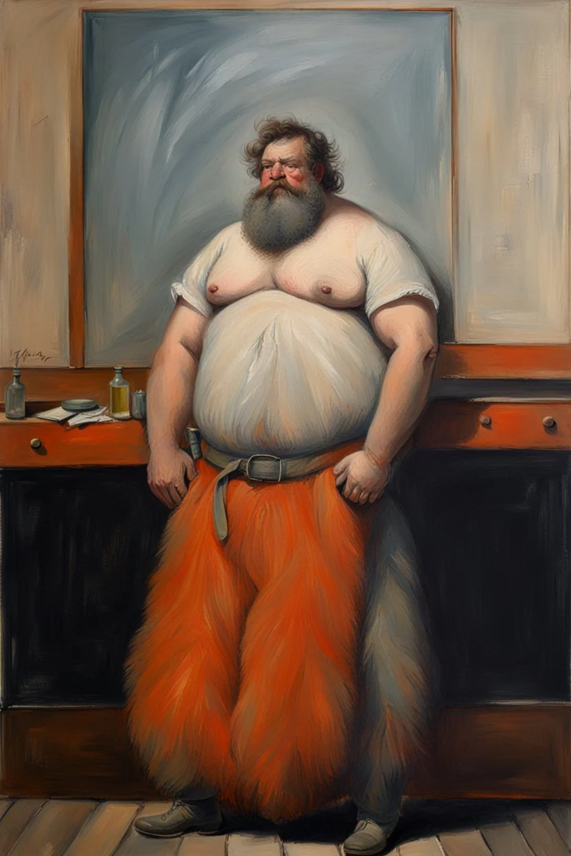 Big hairy man.19th painting