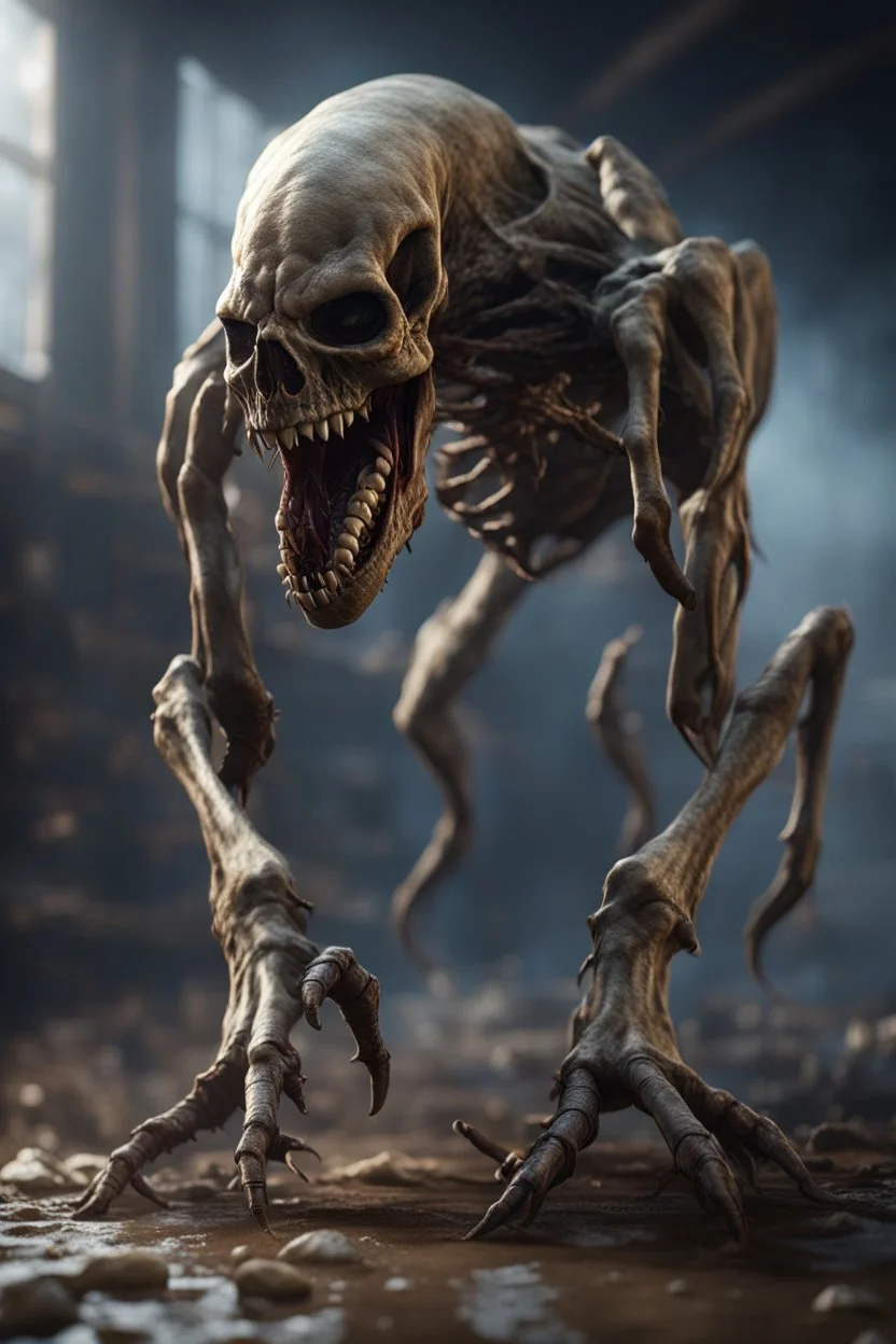 Crawling undead Claw. full body shot. fantasy and horror setting, Cinematic lighting, Volumetric lighting, Epic composition, Photorealism, Very high detail, Character design, Unreal Engine, Octane render, HDR, Subsurface scattering, fantasy art,