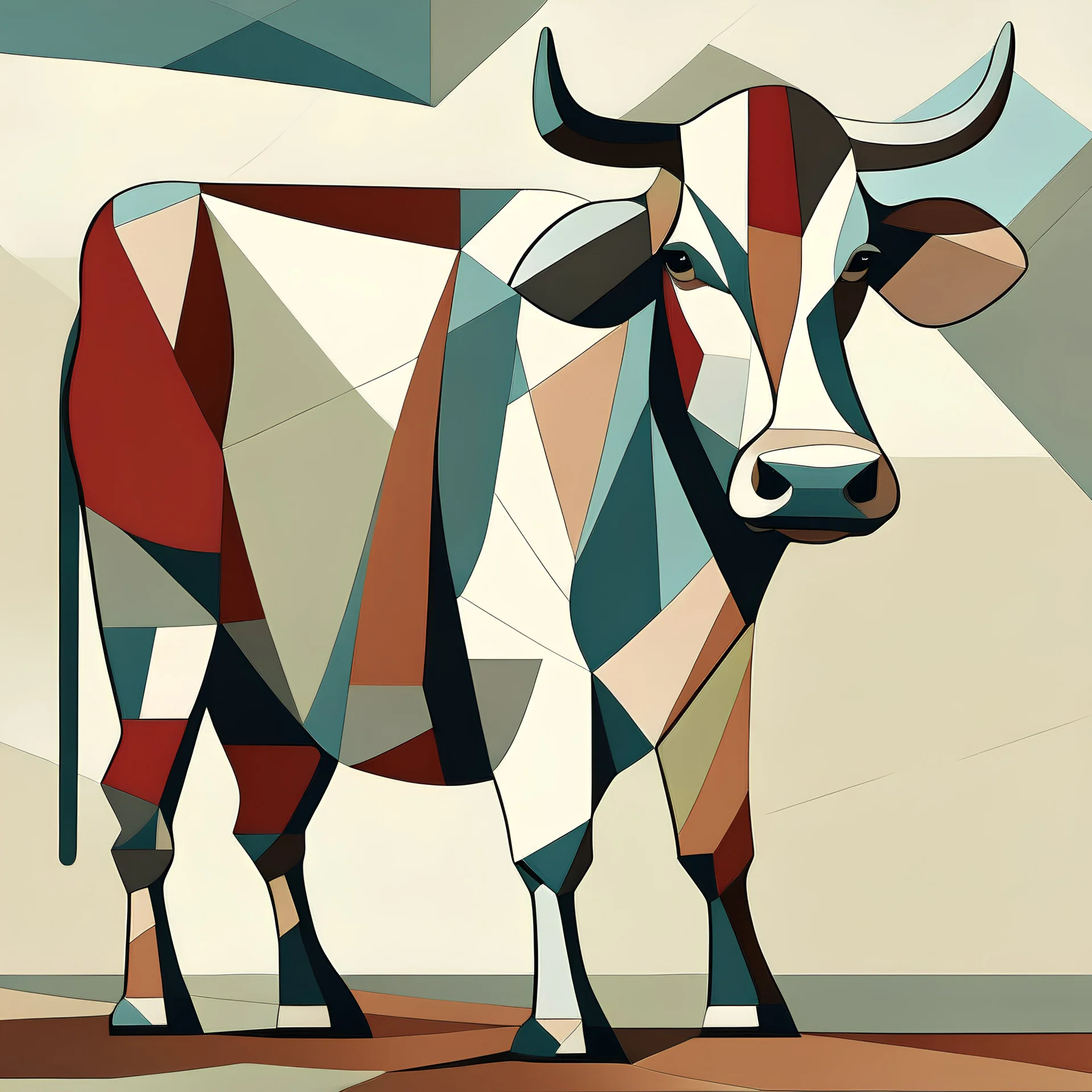 una vaca estilo cubista