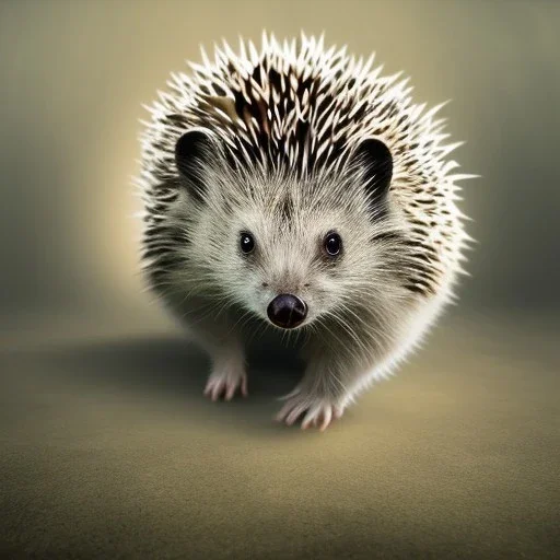 hedgehog in fog running holding aumbrella