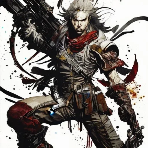 cry blood, watercolor illustration by <Yoji Shinkawa>,