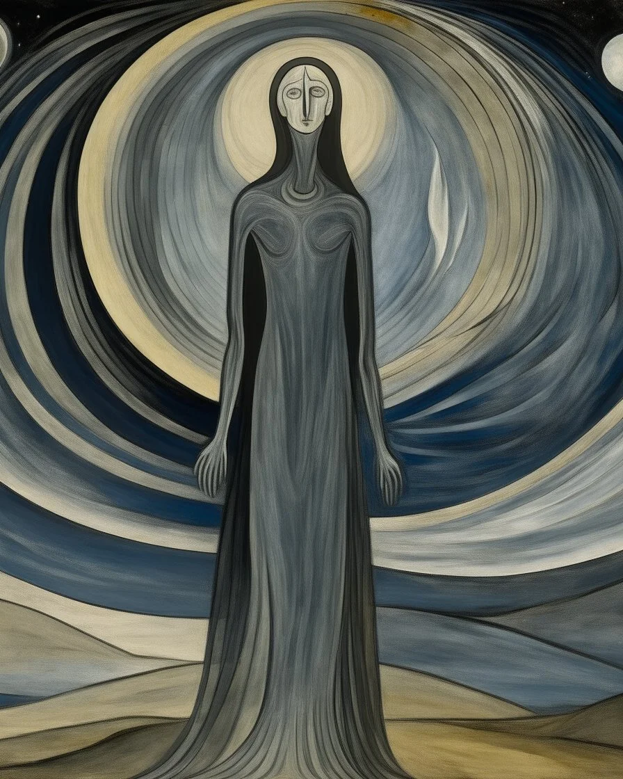 A gray celestial galaxy painted by Edvard Munch