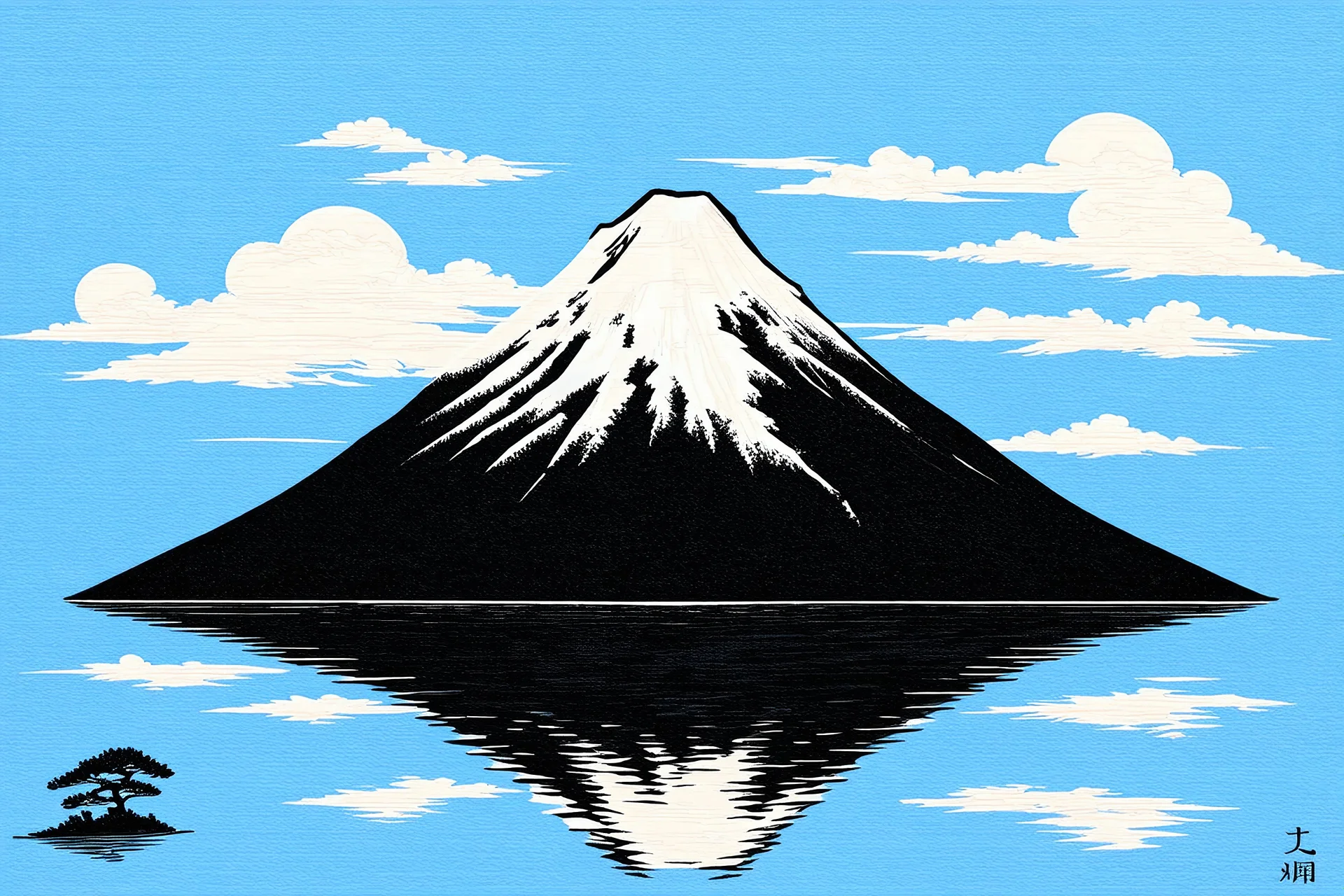 mt fuji wood block in japanese style