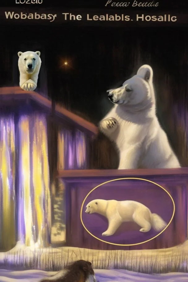 polar bear head on dog realistic, wobabaty the leabibis hosalds