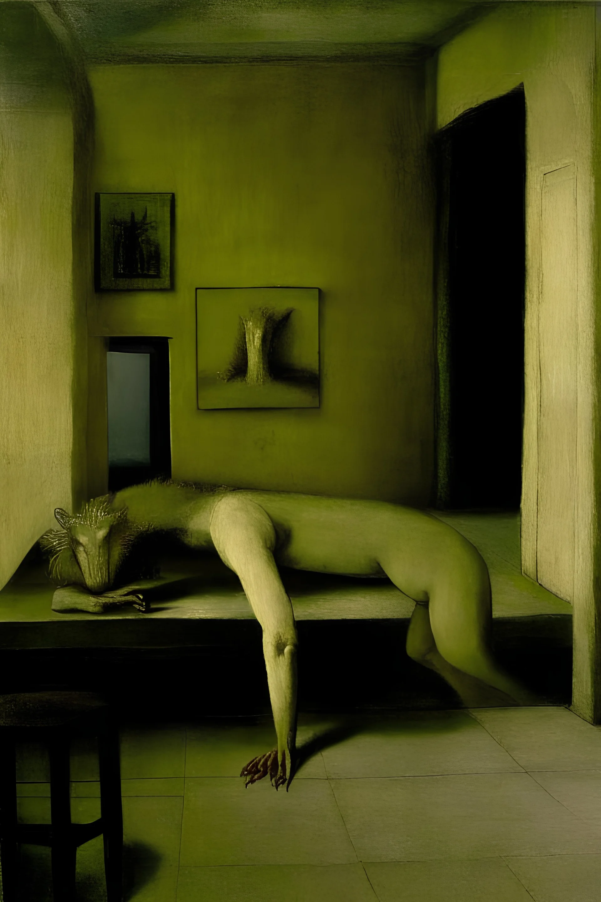 a chimera in a liminal room depicted by balthus