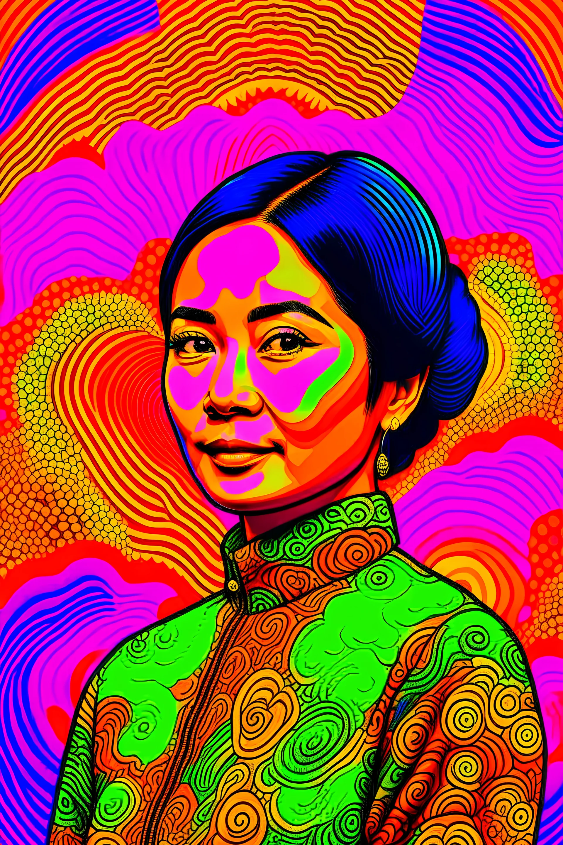 kartini with a psychedelic background