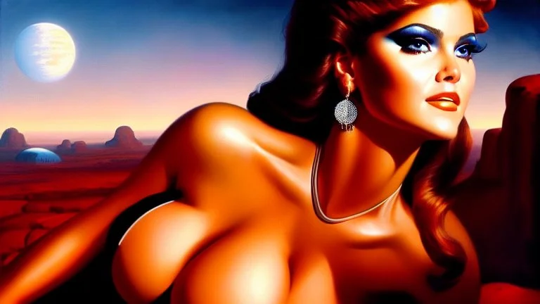 portrait of beautiful busty Barbarella painting by Brom , oil on canvas, cinematic composition, extreme detail,fit full head inside picture,8k